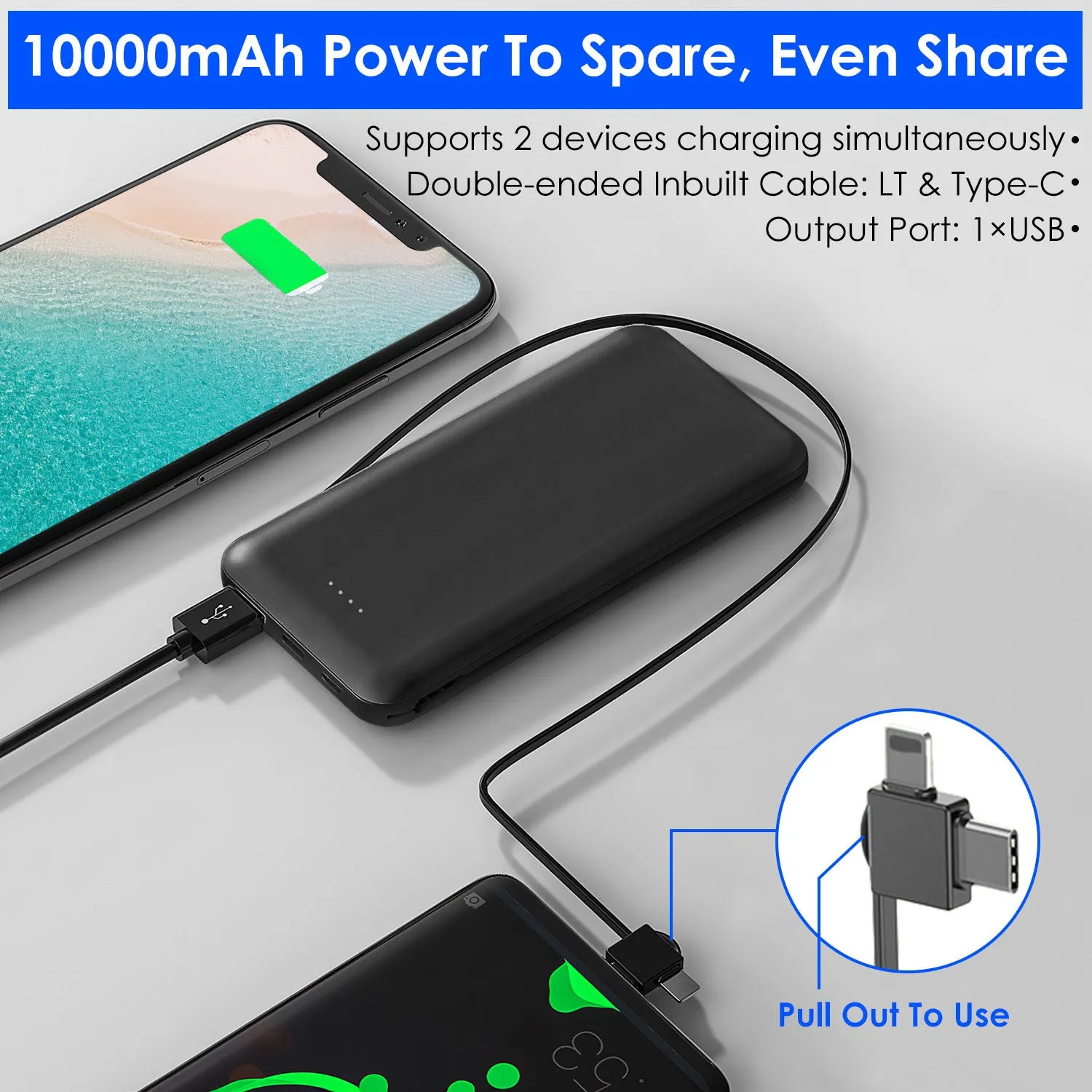 10000mAh Power Bank Portable Phone Charger