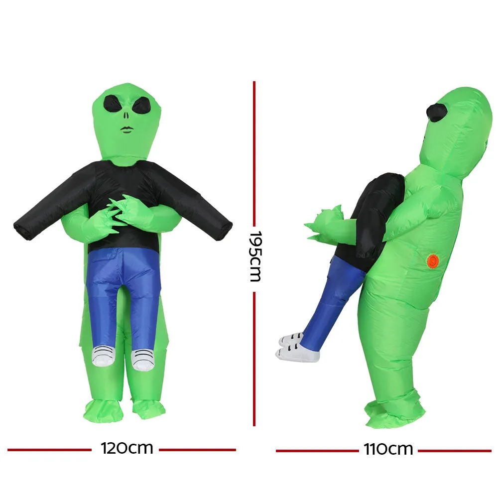 1.95m Green Inflatable Alien Costume, Unisex, USB, Polyester