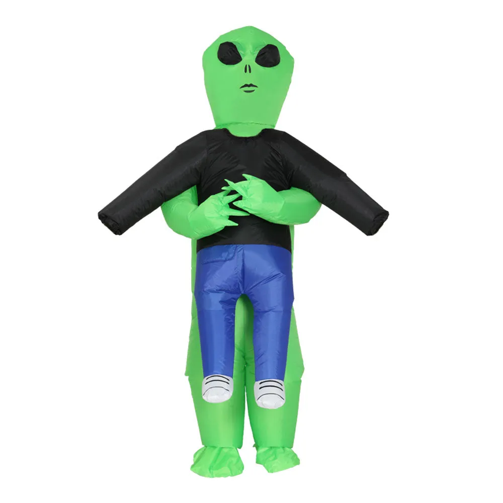 1.95m Green Inflatable Alien Costume, Unisex, USB, Polyester