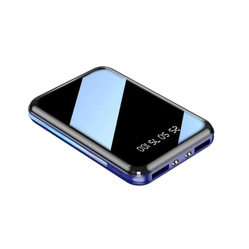 20000mAh Mini Power Bank Portable Charger Mirror Screen LED Digital Display