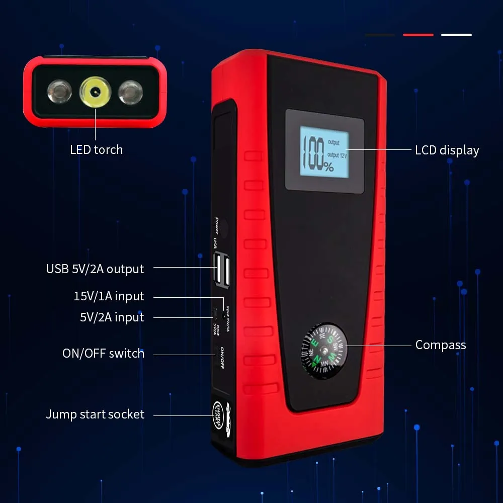 25000mAh Jump Starter, Power Bank, LED Torch - E-Power