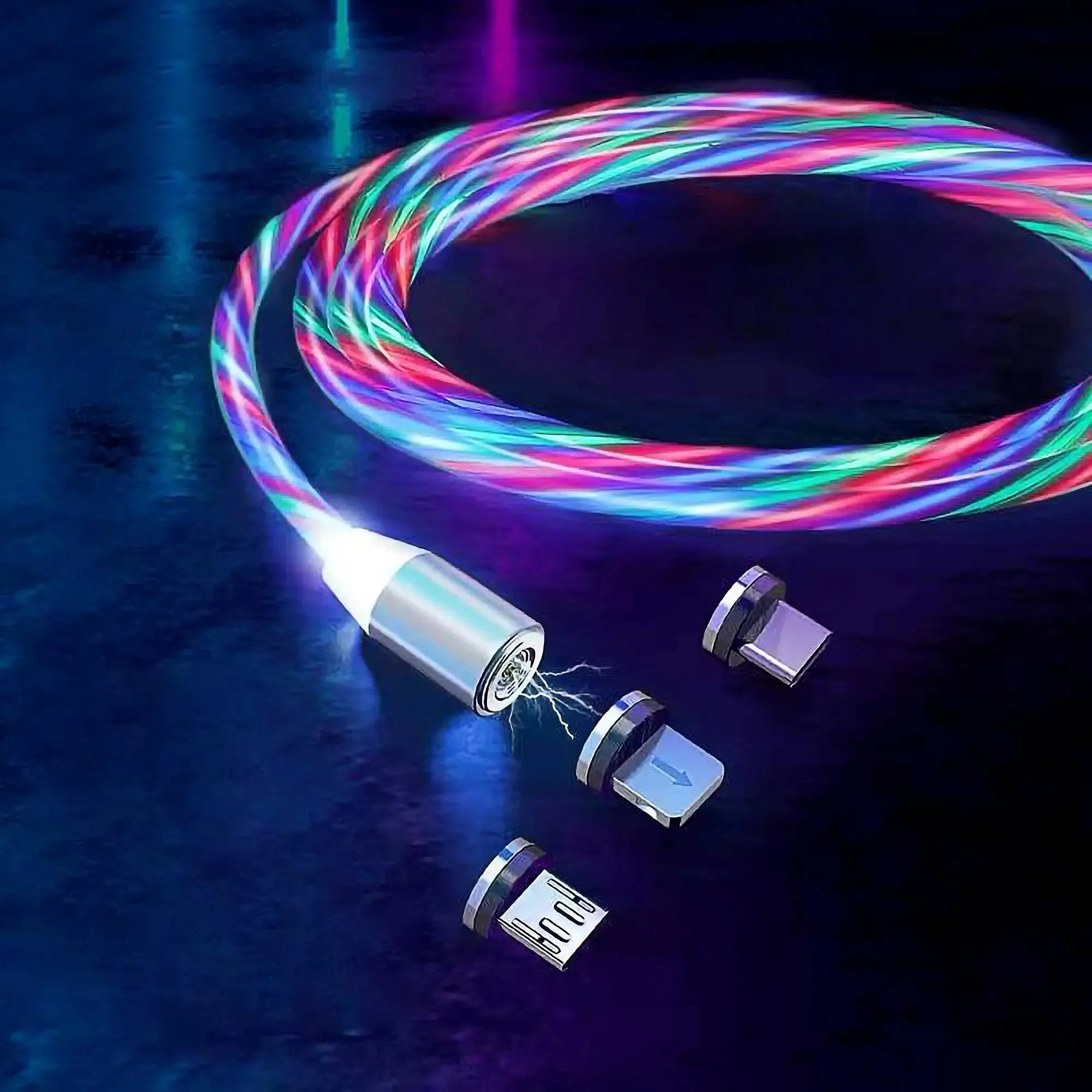 3 in 1 LED Flowing Magnetic Fast Charging Cable-LED Charging Cable