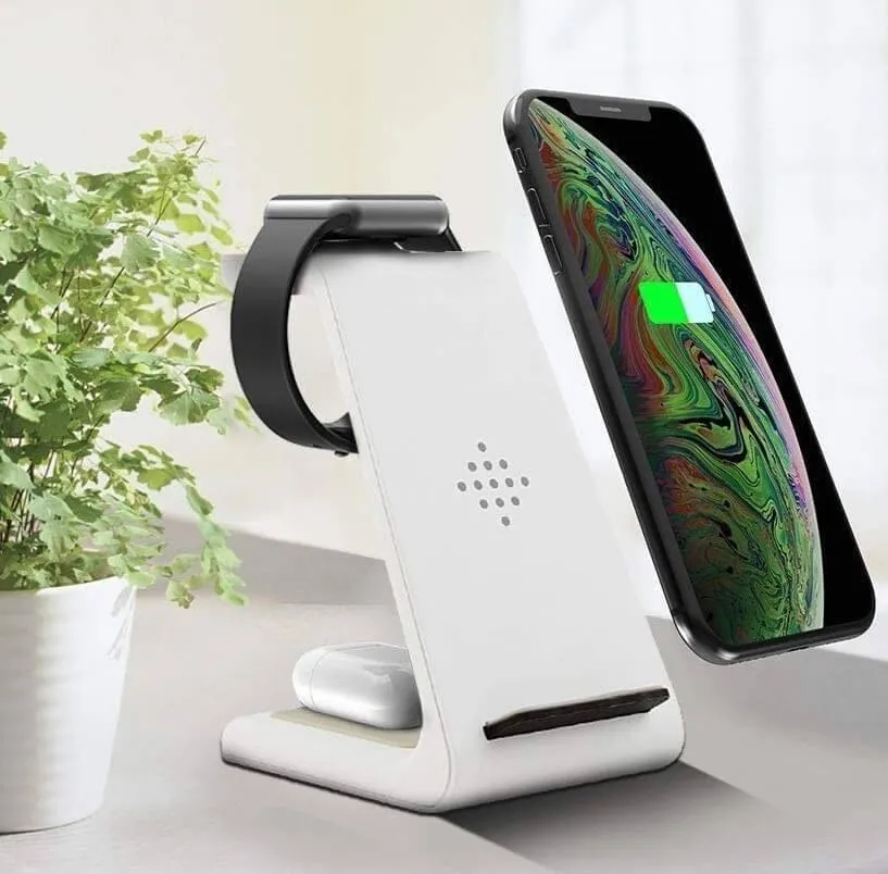 3 in 1 Qi Fast Wireless Charger Stand For iPhone/Samsung