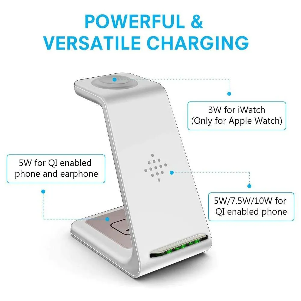 3 in 1 Qi Fast Wireless Charger Stand For iPhone/Samsung