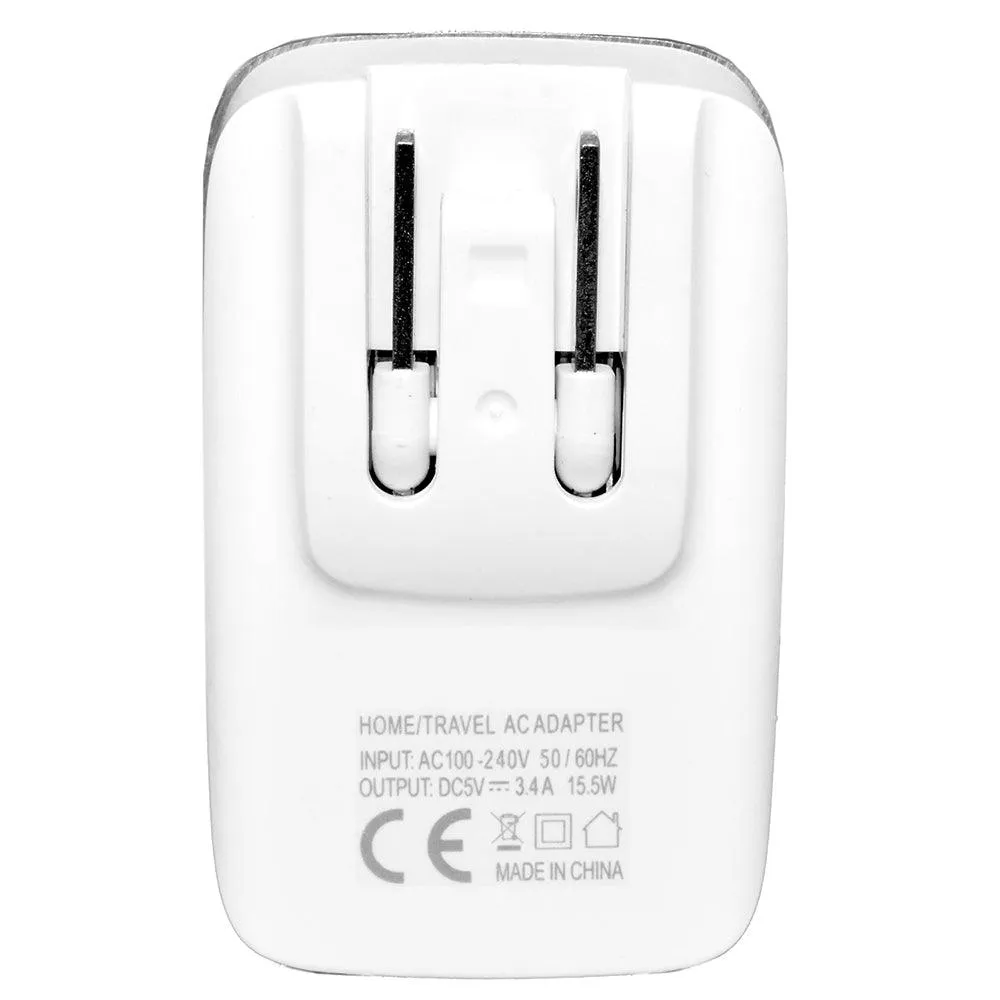 3.4A 2-in-1 Universal Dual USB Port Travel Wall Charger Adapter With Micro USB Cable White by Modes