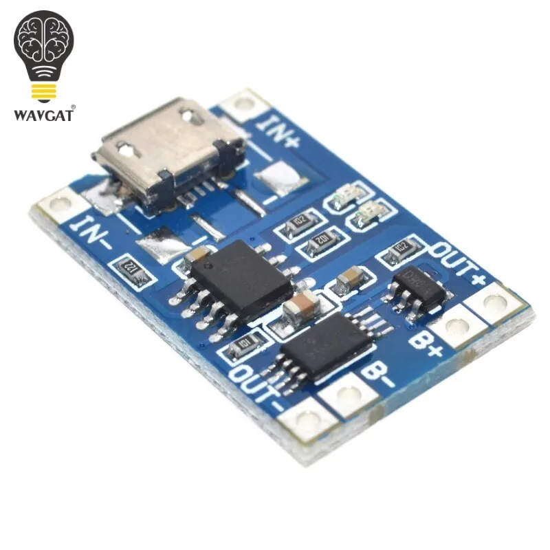 5 pcs Micro USB 5V 1A 18650 TP4056 Lithium Battery Charger Module Charging Board With Protection Dual Functions 1A Li-ion