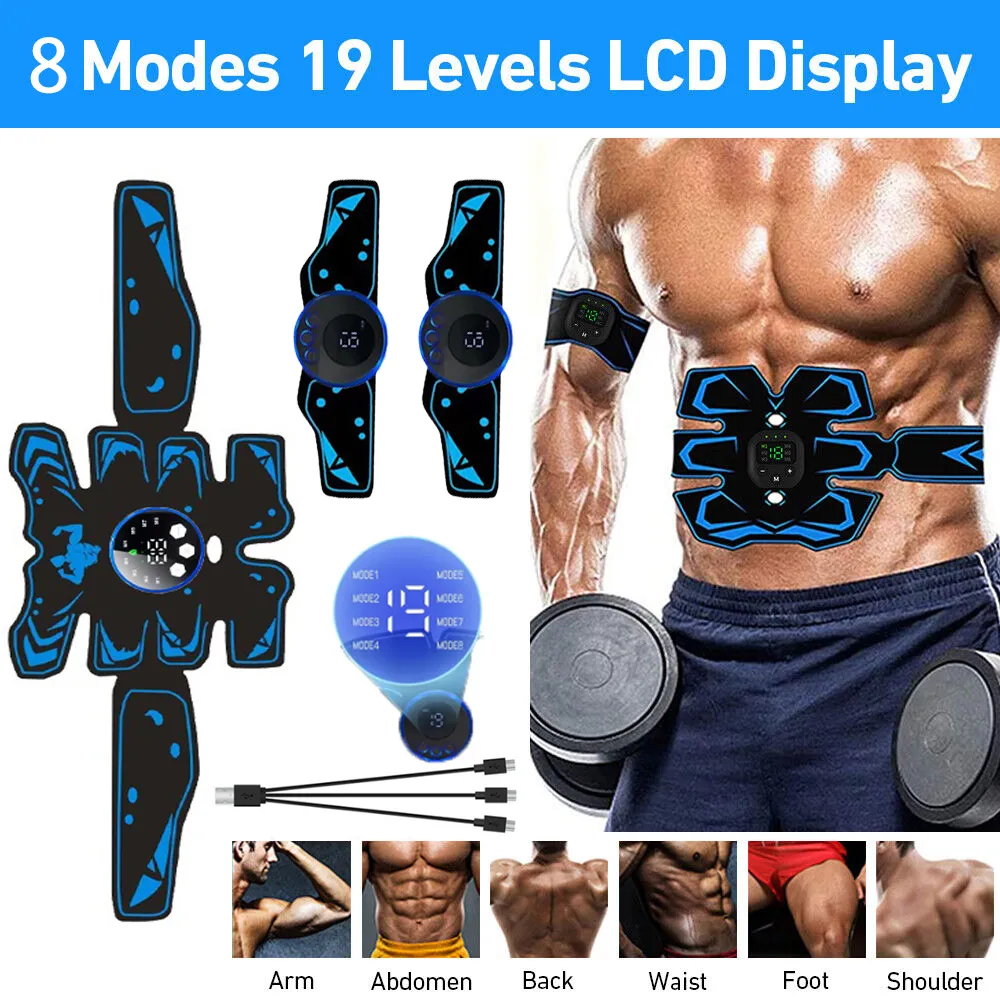 6-Mode EMS Ab Muscle Stimulator with Rechargeable Battery