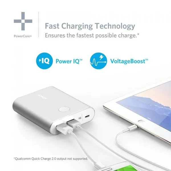 Anker PowerCore  13400 Premium Aluminum Portable Charger with Qualcomm Quick Charge 3.0 (Silver)