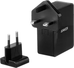 Anker powerport lite 27w 2.4a 4 port usb charger with interchangeable uk and eu travel adapter and power iq for iphone 8/8 plus/7/6s, ipad air/mini.