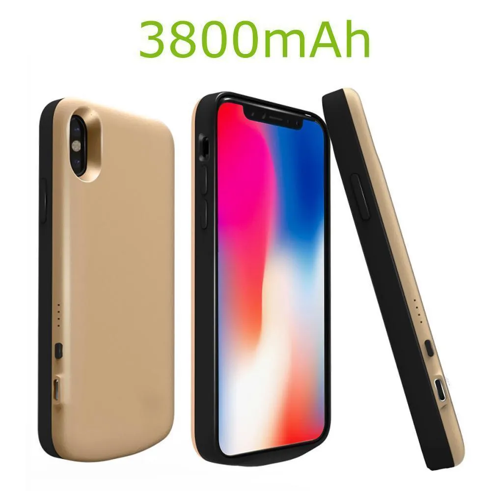 Apple iPhone X / 10 External Battery Case Backup Charger Power Bank 3800mAh by Modes