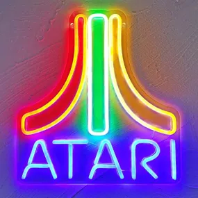 Atari Sign LED Neon Light Arcade Sign for Game Room Decor Atari Game Console USB Neon Sign Atari Logo Sign for Man Cave Pub Gamer Gift