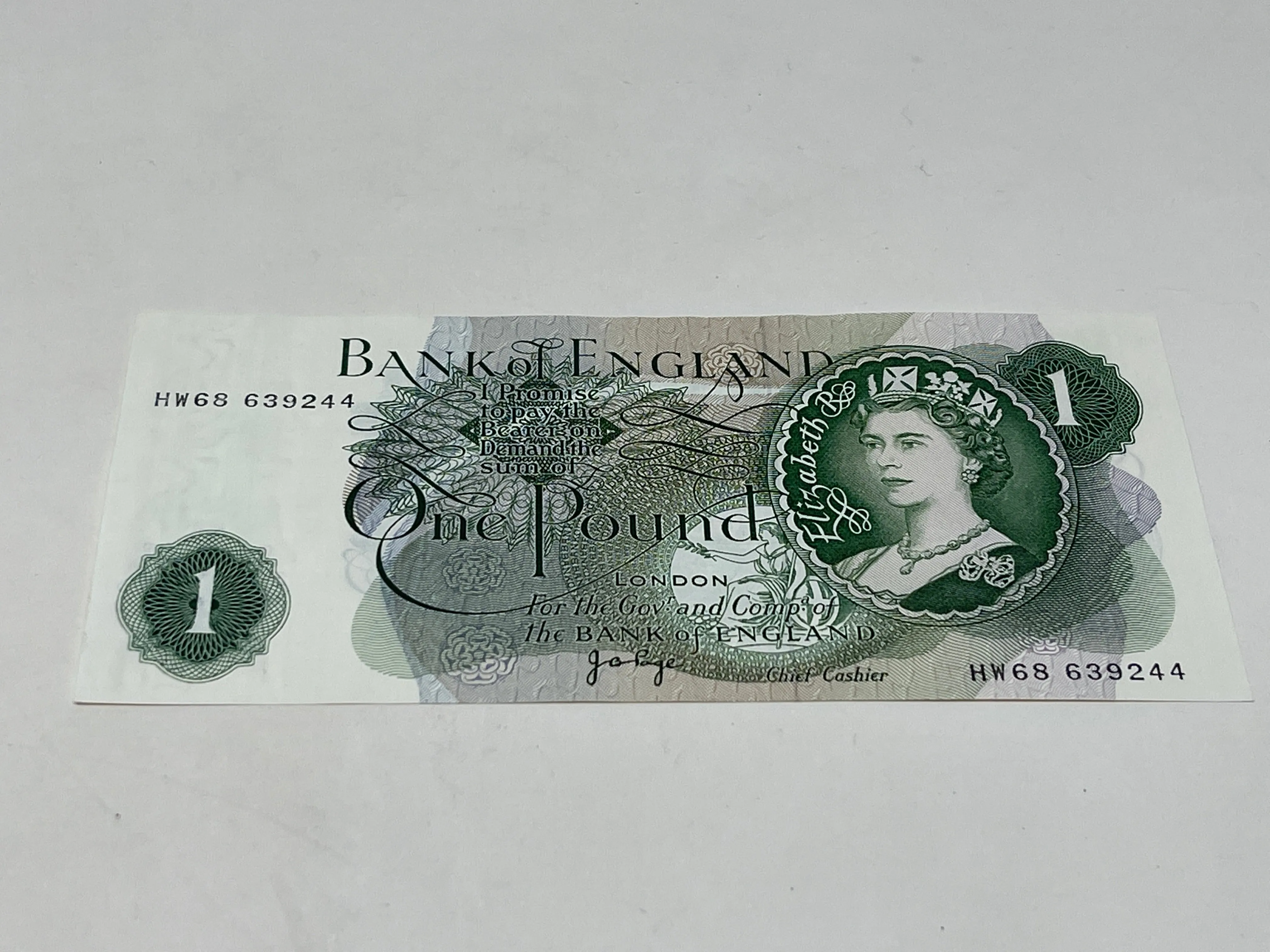 Bank Of England J B Page £1 Green Portrait