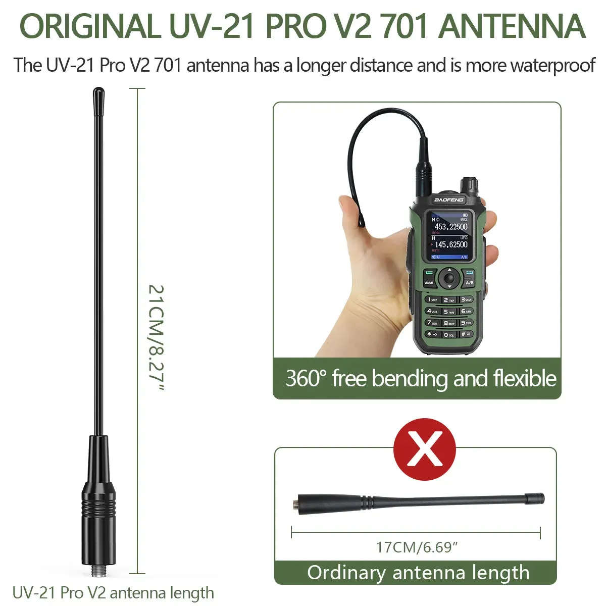 Baofeng UV-21 Pro Wireless Copy Frequency Tri-Band 999CH Waterproof Walkie Talkie TYPE C 16 KM Long Range UV-5R 17 Harm Radio