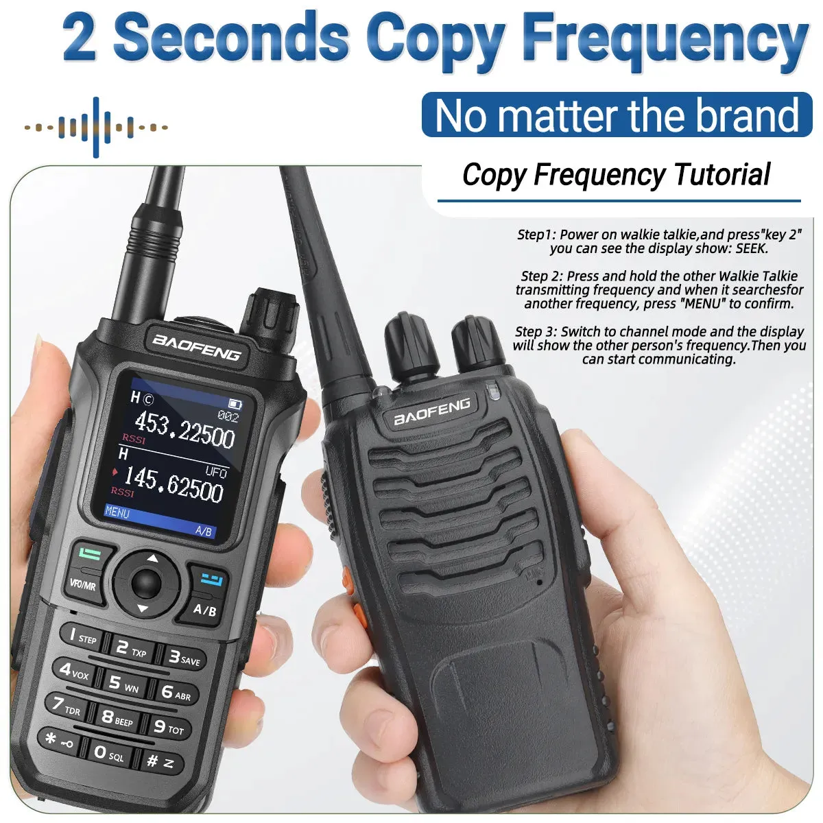 Baofeng UV-21 Pro Wireless Copy Frequency Tri-Band 999CH Waterproof Walkie Talkie TYPE C 16 KM Long Range UV-5R 17 Harm Radio