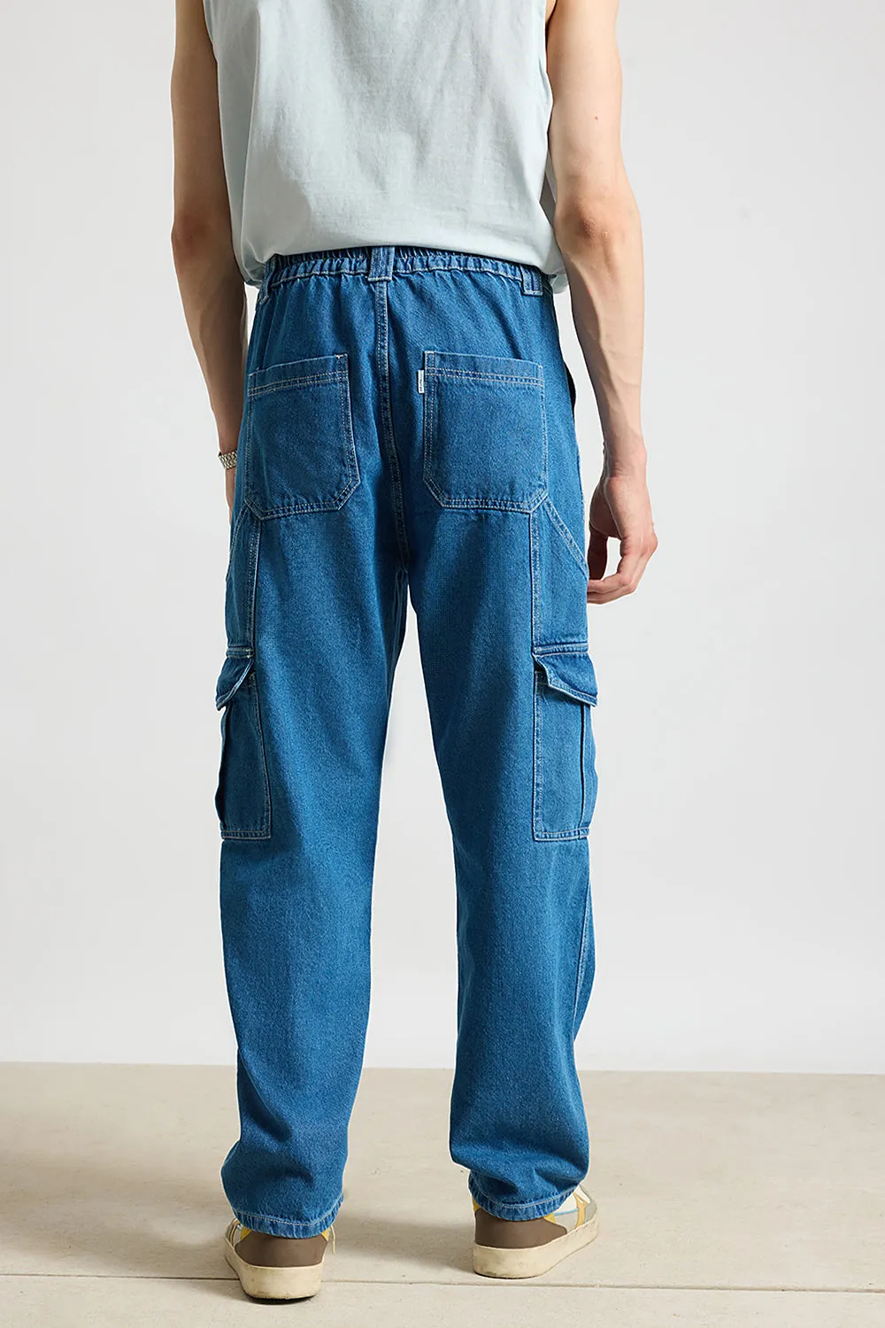 Blue Utility Men's Cargo Jeans