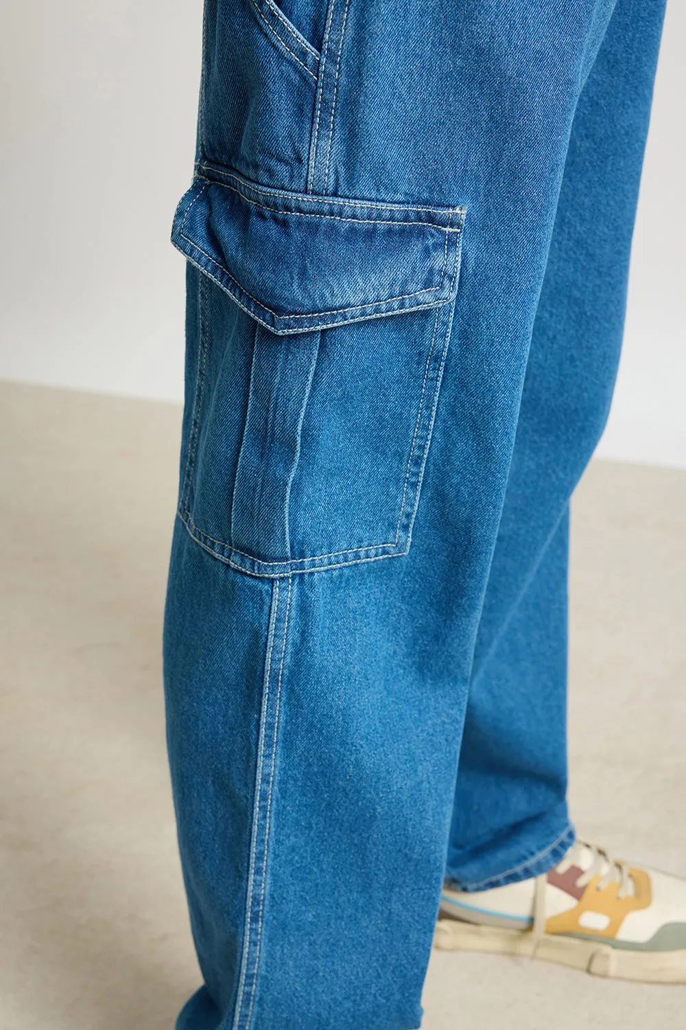 Blue Utility Men's Cargo Jeans