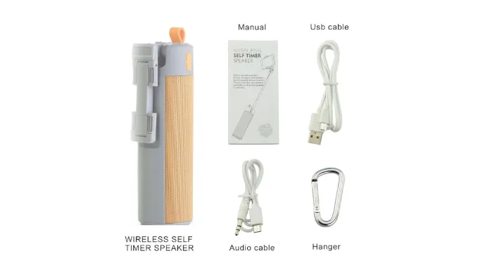 Bluetooth Speaker with Power Bank and Selfie Stick - Choice of 3 Colors - Ships Same/Next Day!