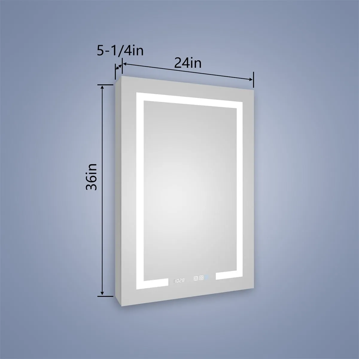 Boost-M2 24" W x 36" H LED Lighted Bathroom Medicine Cabinet with Mirror and Clock