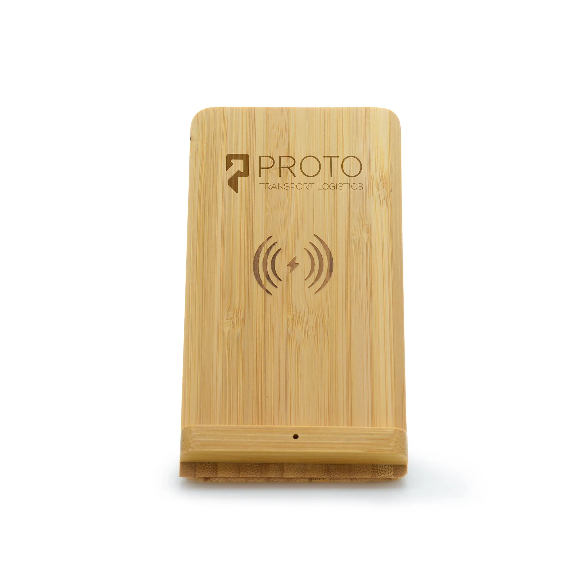 Branded Wireless Bamboo Charger And Stand