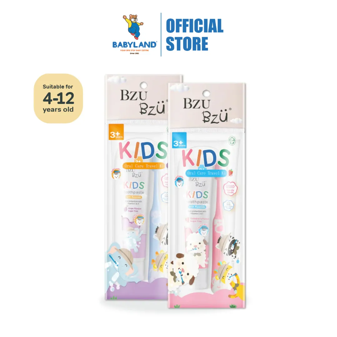 BZU BZU Kids Oral Care Travel Kit 3  Years (Strawberry Toothpaste   Pink Toothbrush)