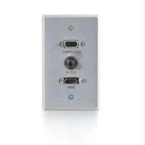 C2g Single Gang Hdmi, Hd15 Vga, And 3.5mm Wall Plate - Brushed Aluminum