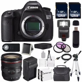 Canon EOS 5DS R DSLR Camera (International Model) 0582C002   Canon EF 24-70mm f/4L is USM Lens   LP-E6 Battery   128GB S