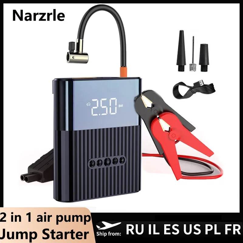 Car Jump Starter with air compressor portable Starting Device Battery Power Bank Automotive Booster start Charger