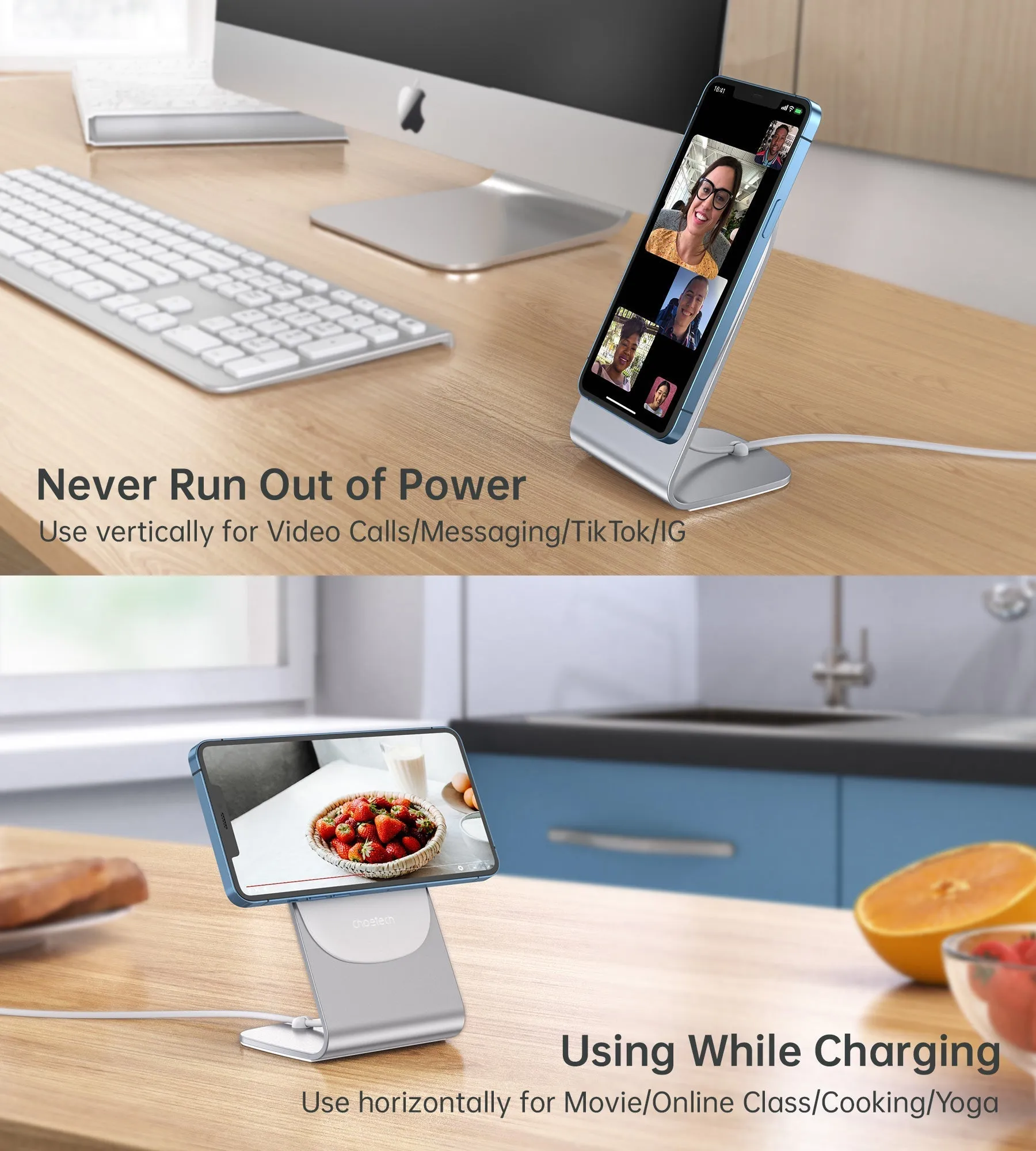 CHOETECH Magnetic Wireless Charger for iPhone with Charging Stand Holder