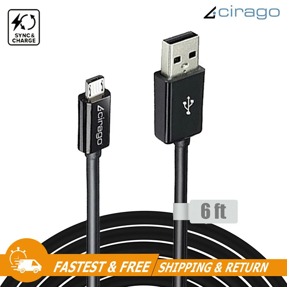 Cirago Micro USB to USB Data Sync/Charging Cable Cord for Samsung Android HTC LG