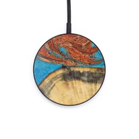 Circle Wood Resin Wireless Charger - Carlin (Teal & Gold, 604018)