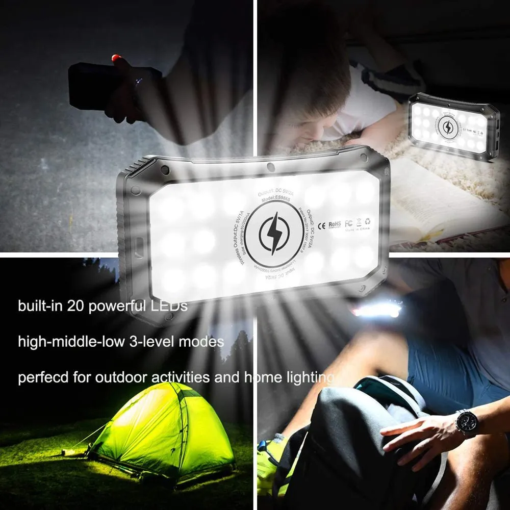 CRONY ES986S-Business Power Bank 28000mAh Solar Charger Qi Wireless Power Bank