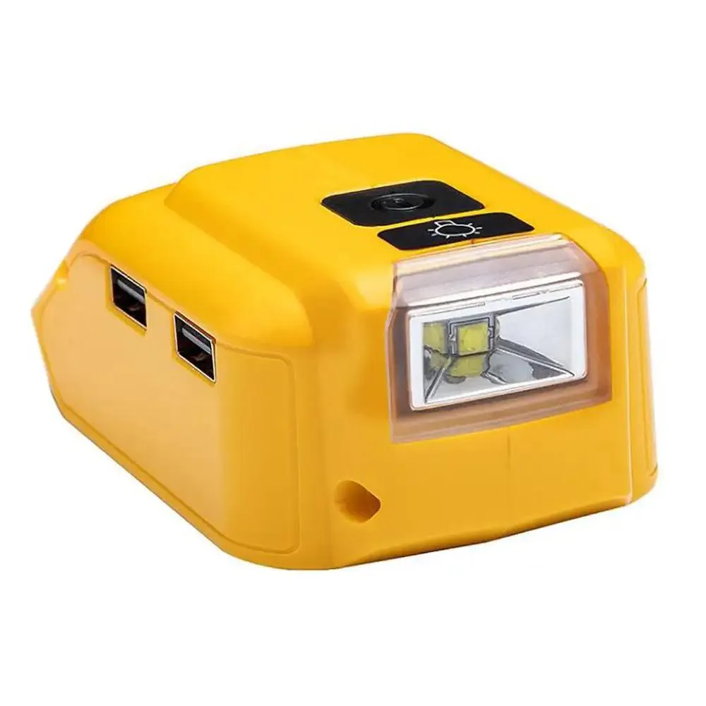 Dewalt Multi-Function Battery Adapter: USB Power Bank and LED Work Light for 14.4V/18V Batteries