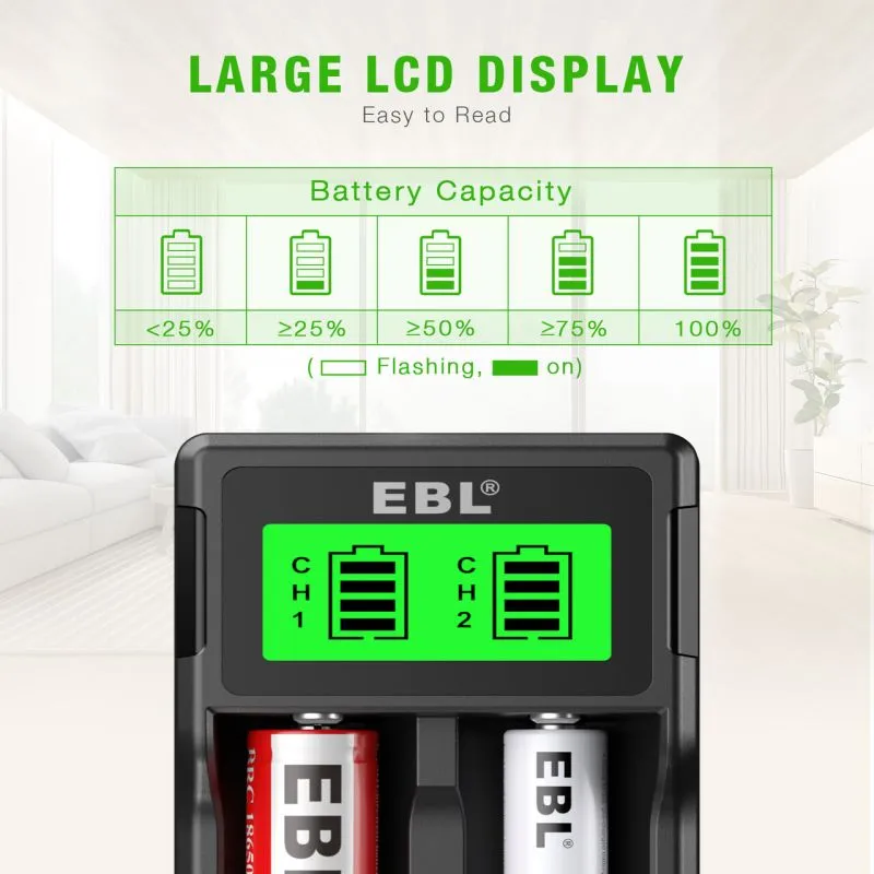 EBL SW-3K Universal 18650 Battery Charger for 3.7V Li-ion/Ni-MH Ni-CD Batteries