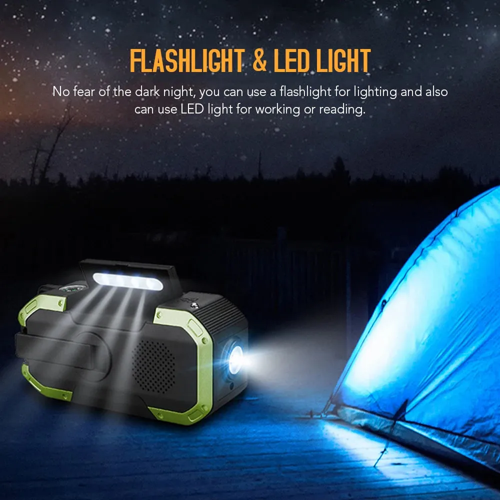 Emergency Sun Power Hand Crank Radio 5000mAh Power Bank Charger Flash Light Outdoor Camping Survival Radio