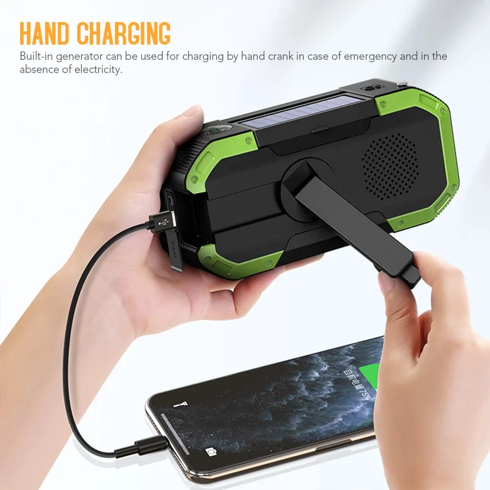 Emergency Sun Power Hand Crank Radio 5000mAh Power Bank Charger Flash Light Outdoor Camping Survival Radio