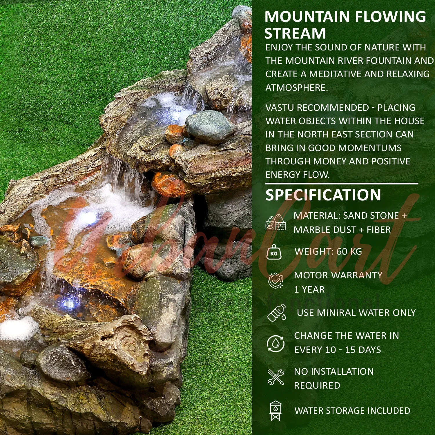 Flowing Mountain Stream Water Fountain