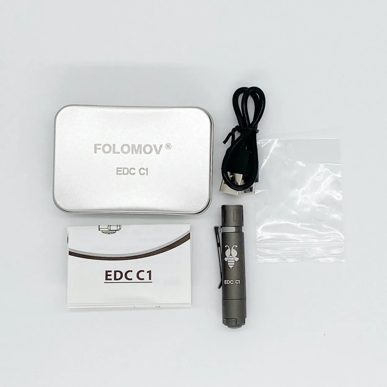 Folomov EDC C1 400 Lumens LED Flashlight Micro-USB Rechargeable 10440 Battery