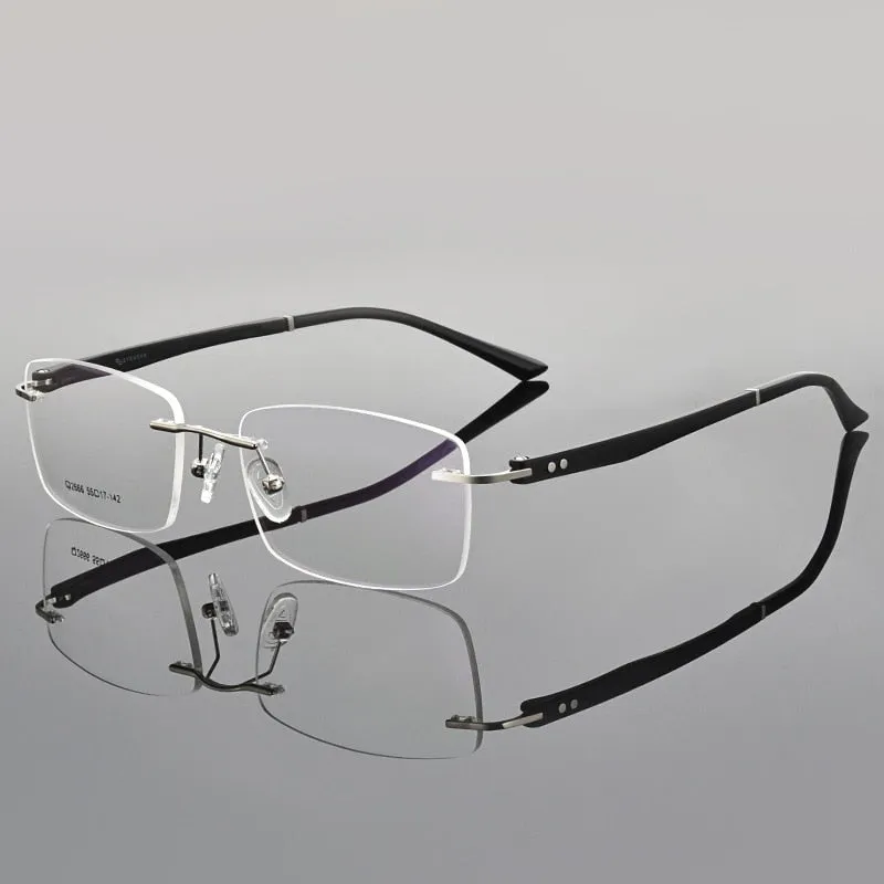 Gmei Men's Rimless Square Titanium Alloy Screwless Eyeglasses Q2666