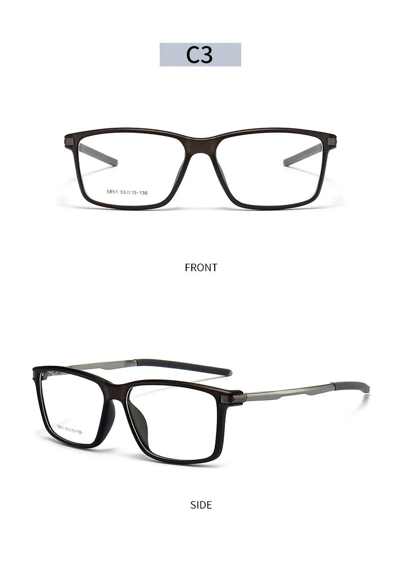 Gmei Men's TR 90 Square Aluminum Magnesium Sport Frame Eyeglasses 5851