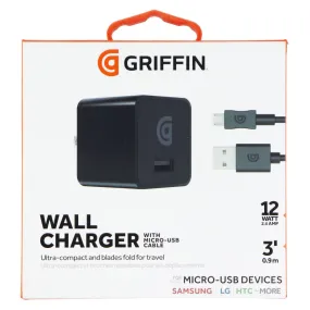 Griffin (12W/2.4A) USB Wall Charger/Adapter and 3-Ft Micro-USB Cable - Black