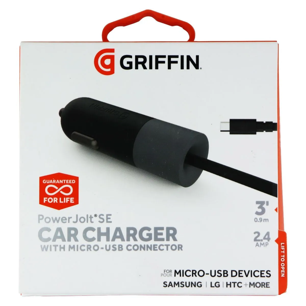 Griffin (2.4-Amp) PowerJolt SE Car Charger with Micro-USB Connector - Black/Gray