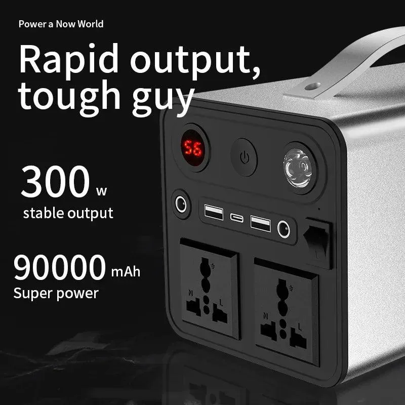 High-Capacity 90000mAh 300W Outdoor Power Generator with Multi-Output and Emergency Features