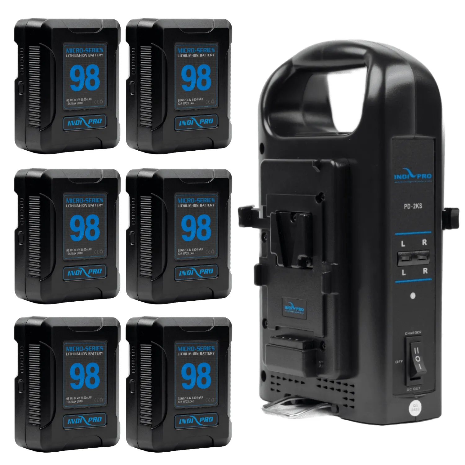 Indipro 6x Micro-Series 98Wh V-Mount Li-Ion Batteries and Dual V-Mount Battery Charger Kit