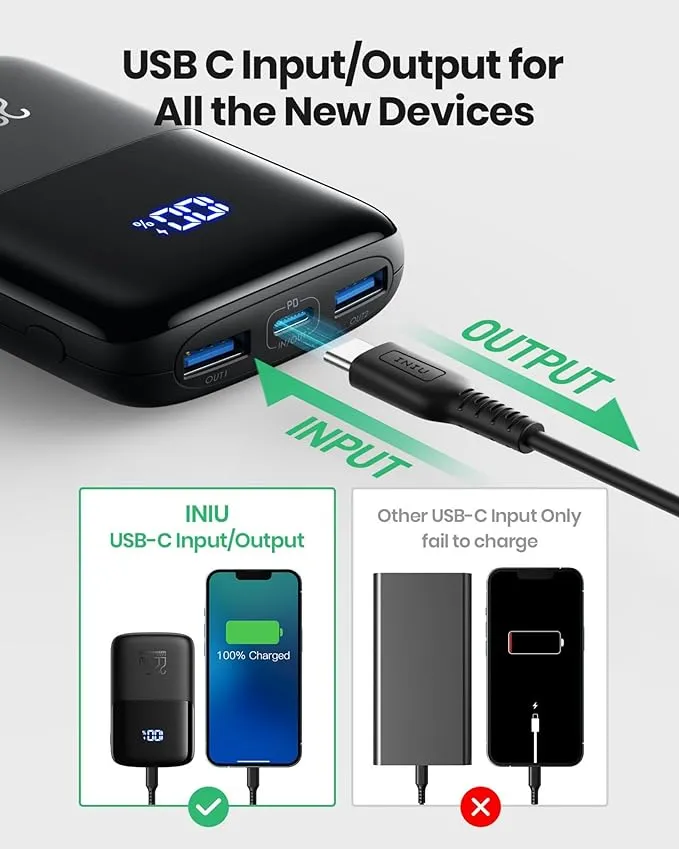 INIU Power Bank, 22.5W Fast Charging 10000mAh Battery Pack | Damaged Packaging