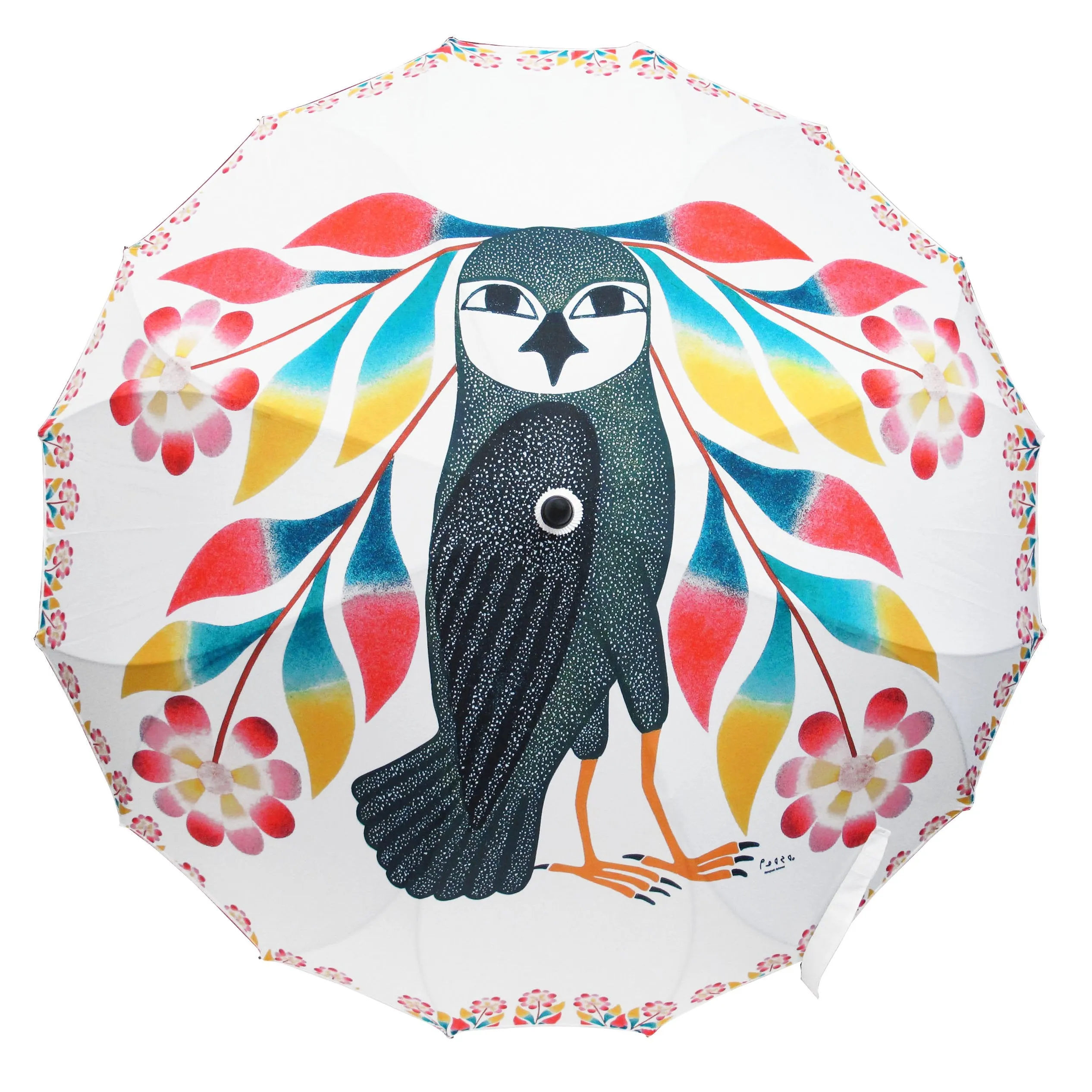 Kenojuak Ashevak Owl's Bouquet Artist Full Panel Umbrella