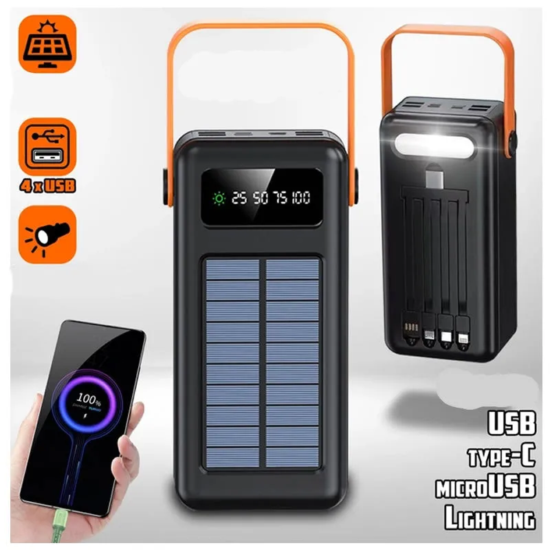 Large Capacity 80 000 Mah Solar Led Light Power Bank Ym639Cx- Black