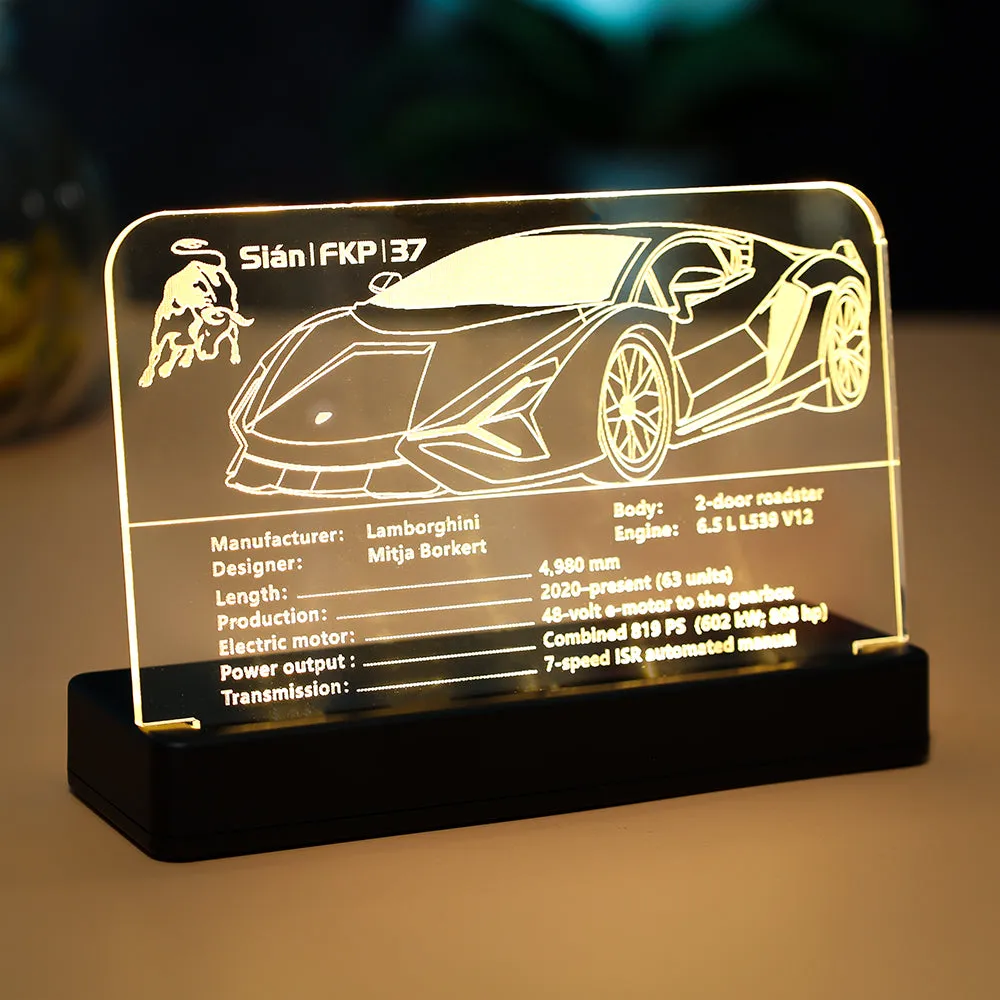 LED Light Acrylic Nameplate for Lamborghini Sián FKP 37 #42115