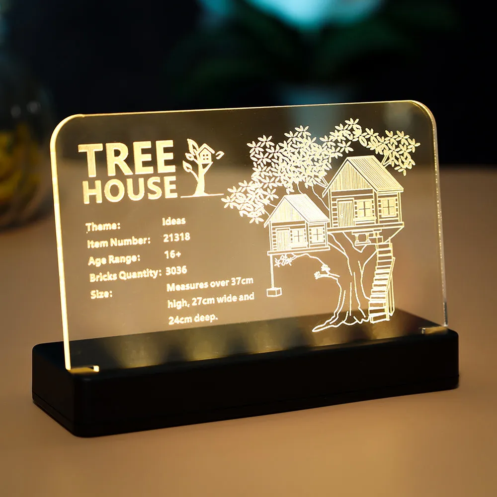 LED Light Acrylic Nameplate for Tree House #21318