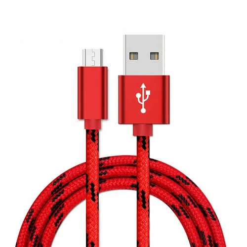 Micro USB 2.0 Fast Charging Charger Cable Cord Braided For Samsung S7 Edge S6 S5 S4 Android LG Huawei HTC (2M Red)