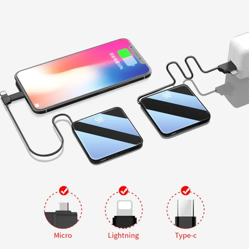 Mini Portable 3 in 1 cable power bank